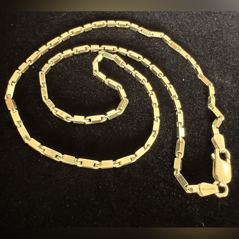 Bar Chain Necklace 925 Sterling With 1/20 10KT Gold Overlay -Unisex Unique